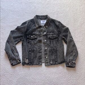VENET Distressed Dark Gray Denim Jacket
